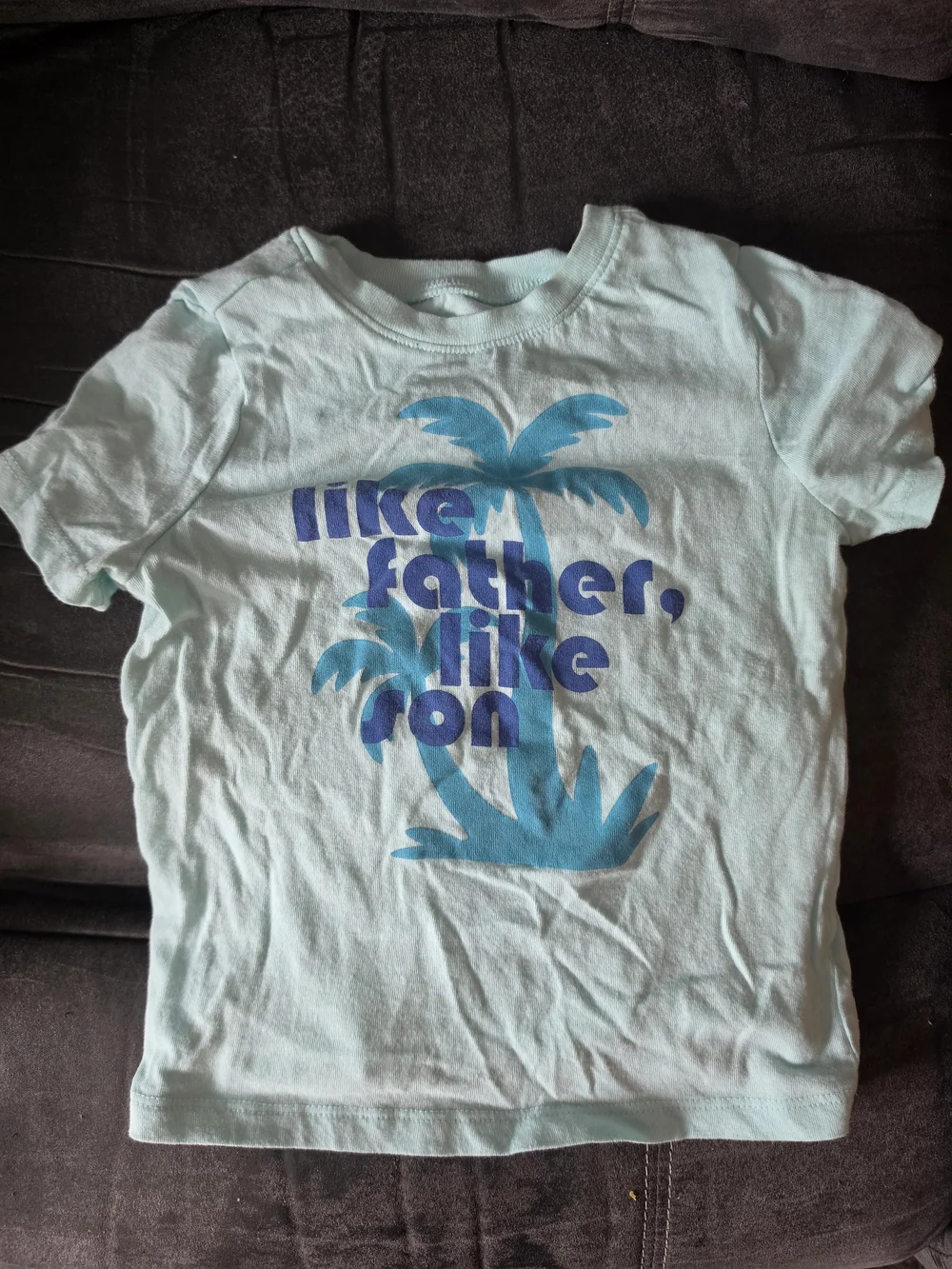 Old Navy Light Aqua Graphic Tee with Blue Palm Tree Print